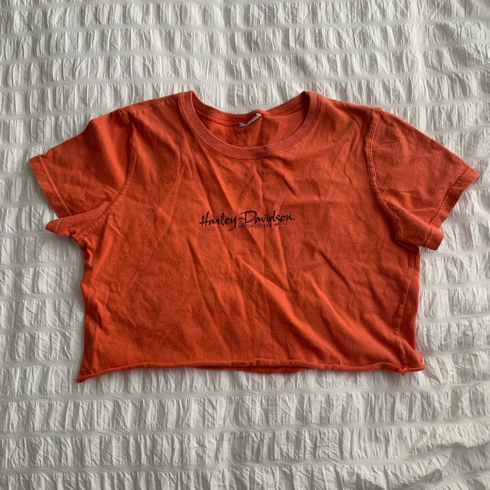 Orange Harley-Davidson crop top